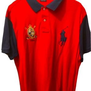 Polo Ralph Lauren Short Sleeve Big Pony Polo Red & Navy Blue Custom Slim Fit XL